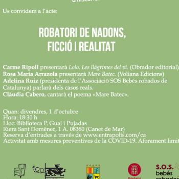 PRESENTACIÓ 5 NOV 2021. Robatori de nadons, ficció i realitat - Biblioteca de Canet de Mar