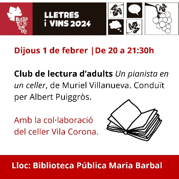 Lletres i Vins 2024: Club de lectura adults