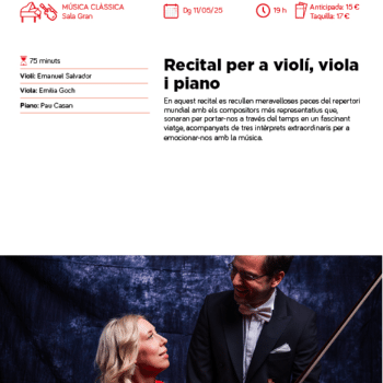 RECITAL PER A VIOLÍ, VIOLA I PIANO