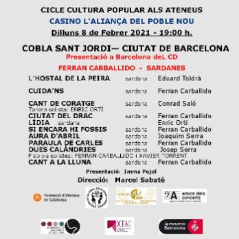 Cicle de Cultura Popular 2021 - Cobla Sant Jordi Ciutat de Barcelona – presentació del CD FERRAN CARBALLIDO - SARDANES