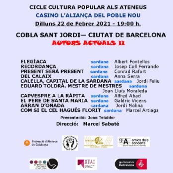 Cicle de Cultura Popular 2021 - Cobla Sant Jordi Ciutat de Barcelona - AUTORS ACTUALS II