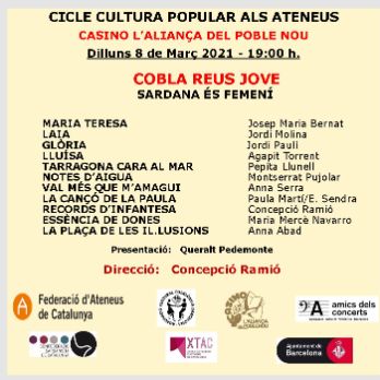 Cicle de Cultura Popular als Ateneus - COBLA REUS JOVE - Sardana és Femení